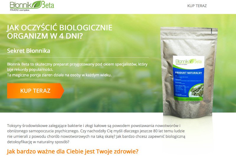 Nie ma sposobu na Piotra Kaszubskiego. Tym razem sprzedaje Błonnik Beta. Reklamująca go lekarka nie istnieje