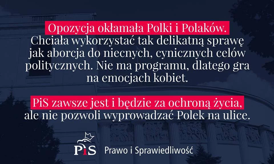 Grafika PiS-u, którą partia usunęła po kilku godzinach ze swoich kont w mediach społecznościowych.
