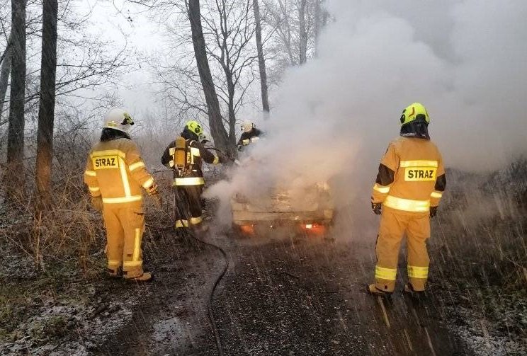 W lesie w miejscowości Klimonty w spalonym aucie znajdowało się ciało 57-letniego mężczyzny.