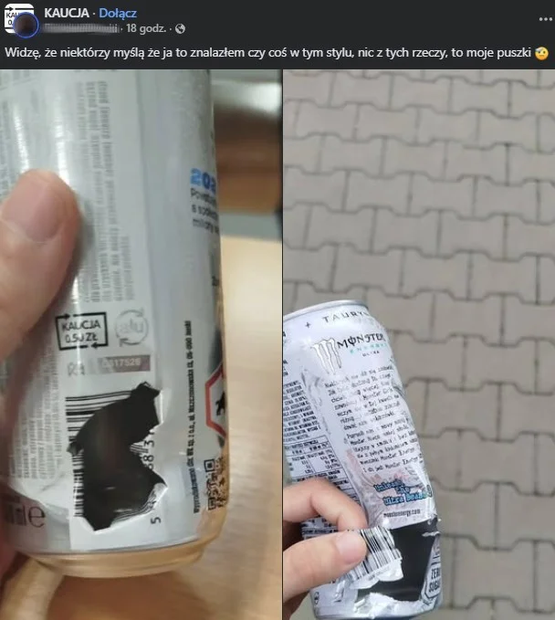 Ludzie celowo niszczą opakowania kaucyjne. Po co? Dziura w puszcze kaucyjnej
