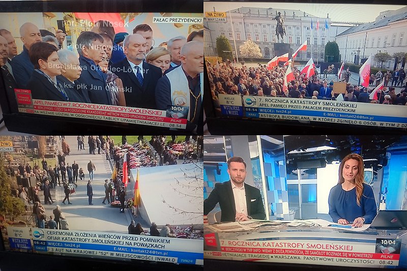 Podejście do relacji z pierwszych obchodów 7. rocznicy katastrofy smoleńskiej w TVN24 i TVP Info znacznie się różniło.