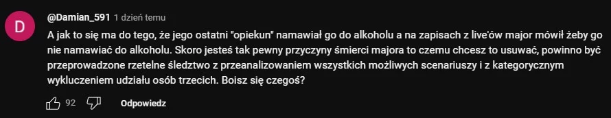 major suchodolski śmierć kanał youtube zarabianie długi kto prowadzi rafał krosno