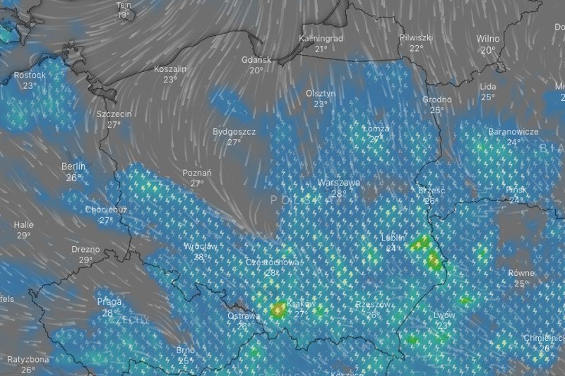 Synoptycy na najbliższą noc zapowiadają silne opady deszczu, gradobicia, a wiatr ma wiać z prędkości około 90 km/h