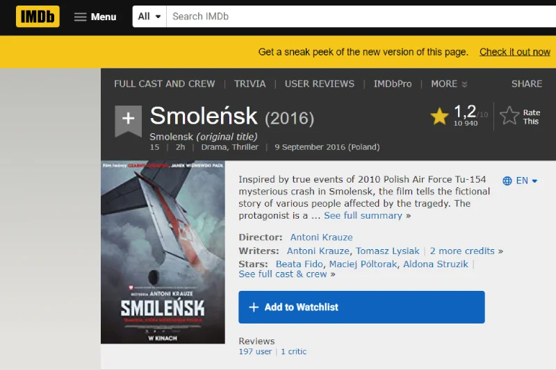 To oficjalne. "Smoleńsk" najgorszym filmem świata