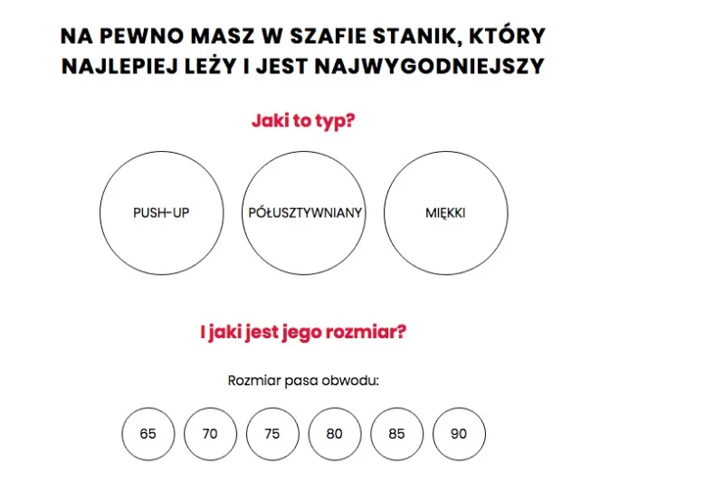 Początkowo trzeba wybrać typ biustonosza, który lubimy nosić