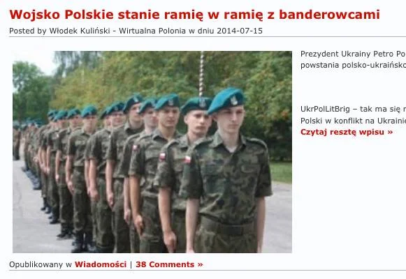 Wirtualna Polonia powiela informacje, że wojska polskie są obecne na Ukrainie