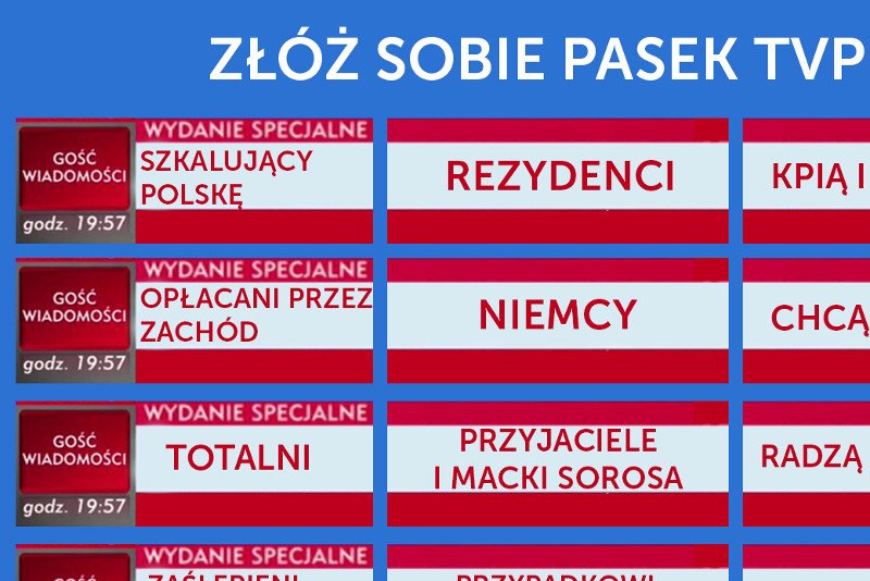 Czy to prawdziwe paski TVP info? Na razie to tylko generator wymyślony przez komika.
