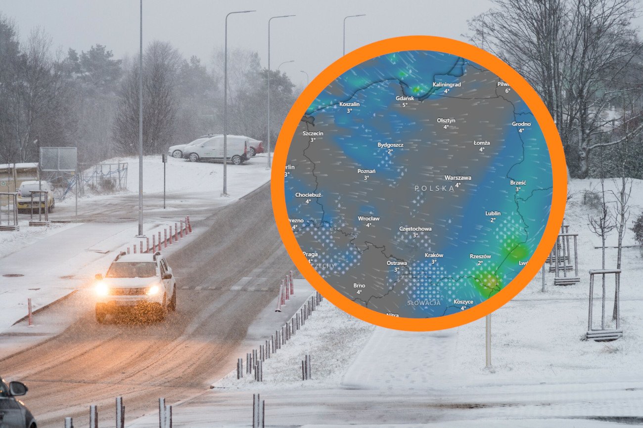 zima w Polsce, mapa pogody z Windy.com