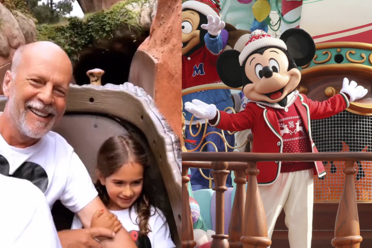 Szczęśliwy Bruce Willis w Disneylandzie z rodziną.