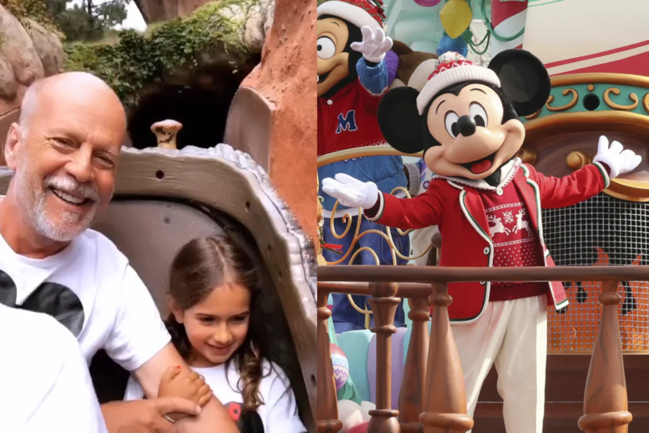 Szczęśliwy Bruce Willis w Disneylandzie z rodziną.