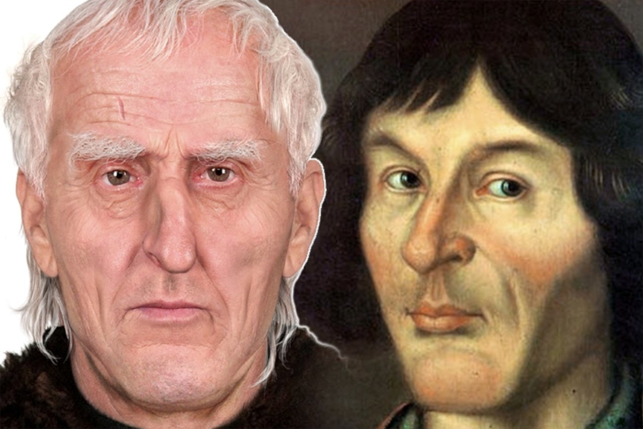 ciekawostki z życia Kopernika Po lewej: próba rekonstrukcji twarzy Kopernika na podstawie odnalezionej czaszki w katedrze fromborskiej w 2005 roku. Po lewej: portret astronoma z Sali Mieszczańskiej w Ratuszu Staromiejskim w Toruniu