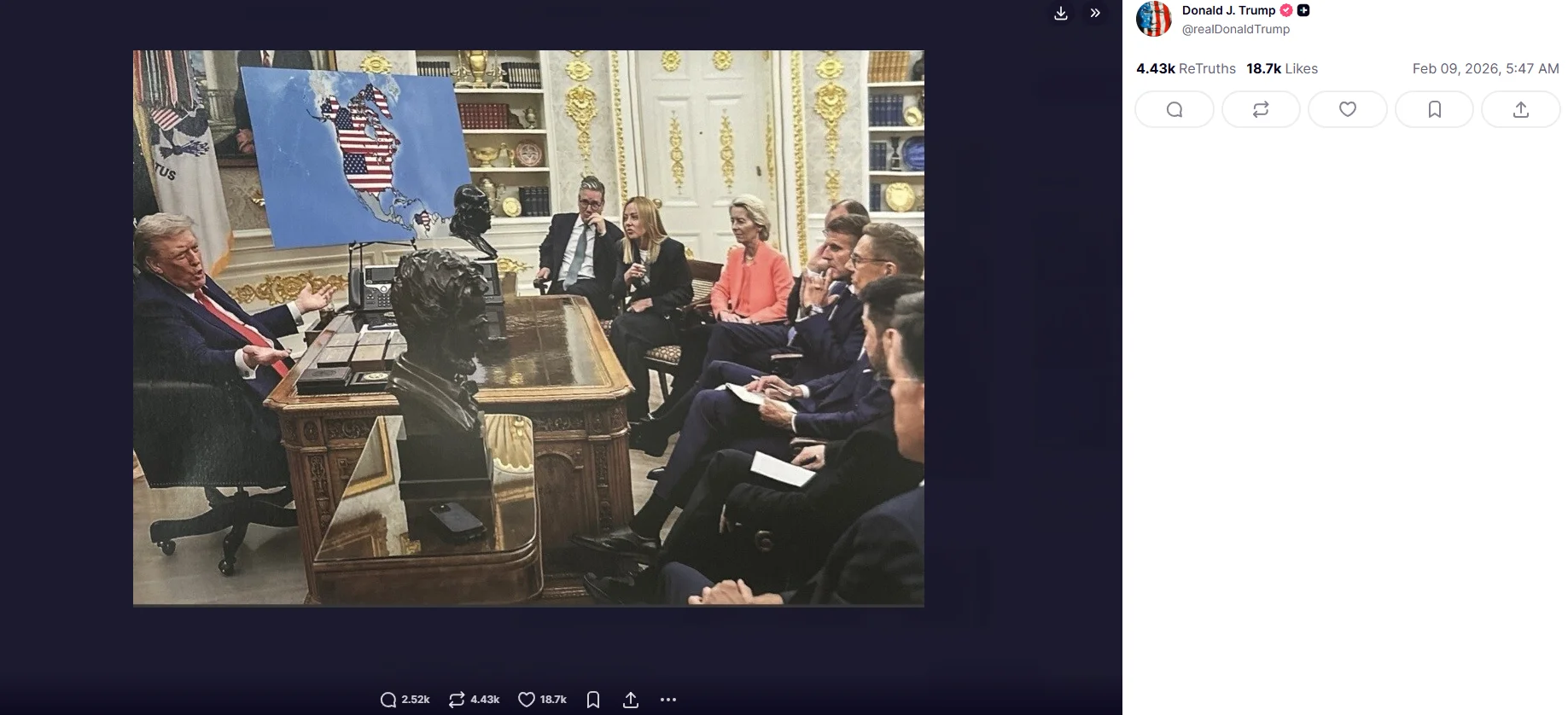 Trump pokazał "nową" mapę USA z Grenlandią. Żarcik chyba tylko jego bawi Trump pokazał "nową" mapę USA z Grenlandią