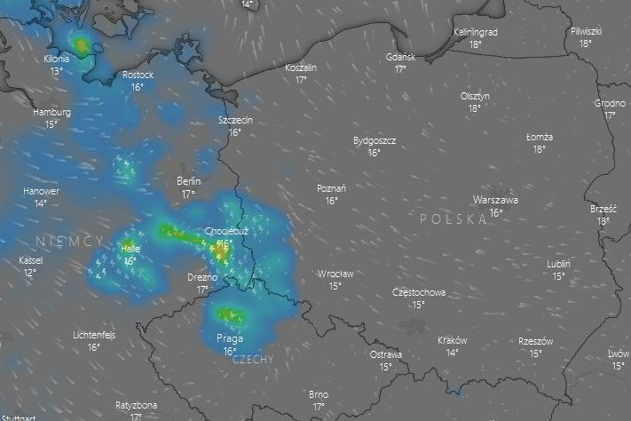 Burze i deszcz nadciągają z Niemiec do Polski. Załamanie pogodowe