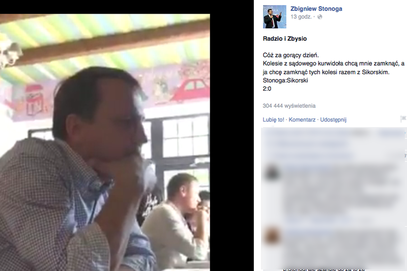 Zbigniew Stonoga nagrał Radosława Sikorskiego podczas spotkania w restauracji