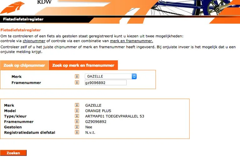 Metoda ta działa tylko w przypadku jednośladów z Holandii, ale jest skuteczna.