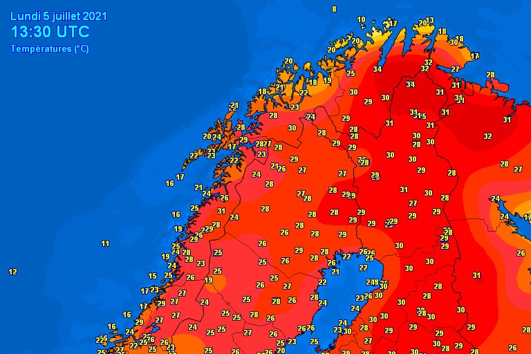 W Banak w Norwegii odnotowano rekordową temperaturę.