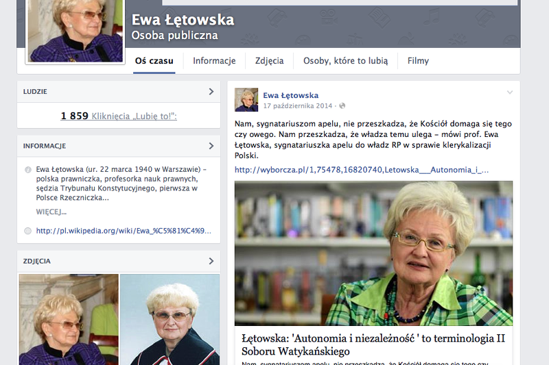 W mediach społecznościowych pojawiły się fałszywe profile prof. Ewy Łętowskiej