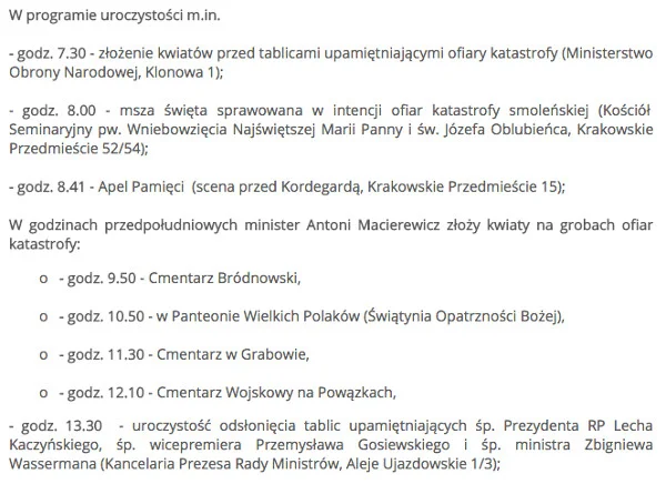 To tylko fragment planów ministra Macierewicza na 10.04.17.