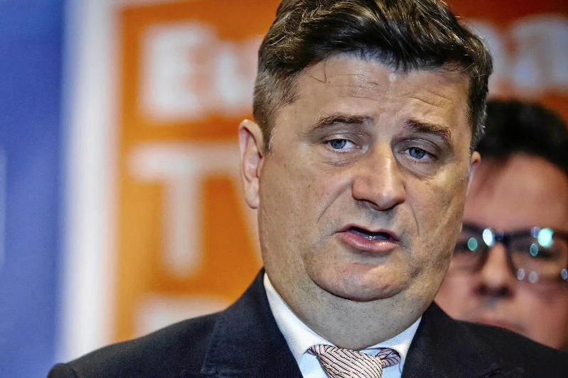 Janusz Palikot przemawiał podczas konwencji koalicji Europa Plus Twój Ruch.