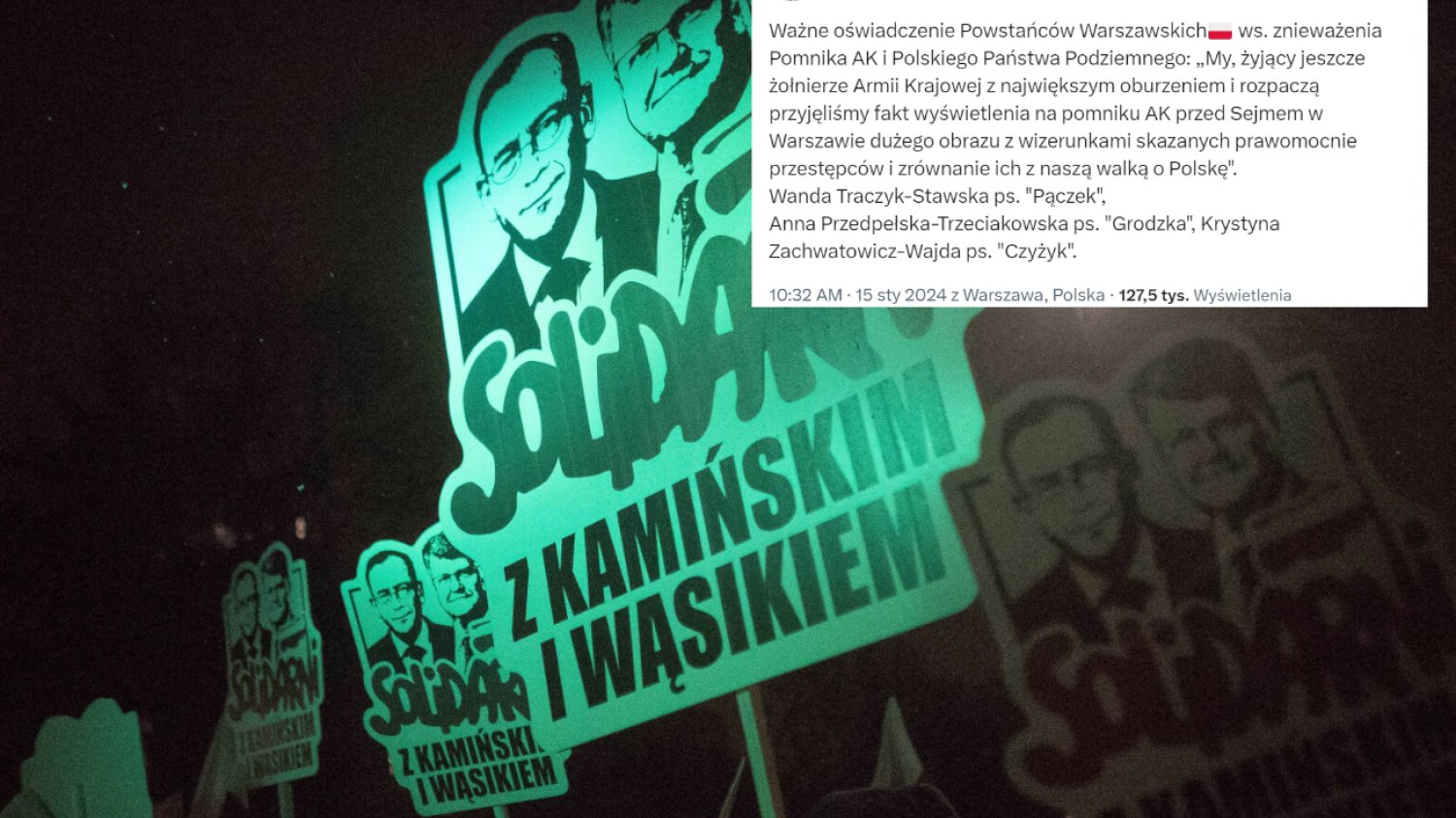 Wyświetlili zdjęcie Kamińskiego i Wąsika na pomniku. Jest reakcja żołnierzy AK!