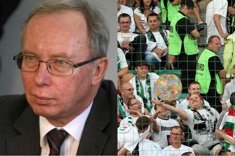 Z jednej strony wojewoda, z drugiej - kibice na "Żylecie", którzy w poniedziałek bawili się piłką.