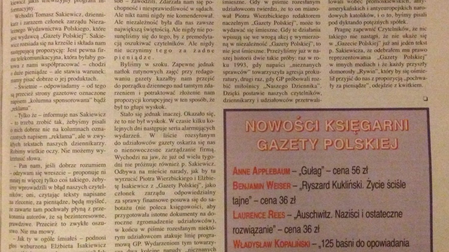 Oryginalne wydanie "Gazety Polskiej", które nie trafiło do kiosków.