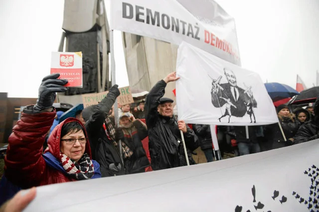 Na Placu Solidarności w grudniu odbyła się manifestacja w obronie Trybunału Konstytucyjnego.