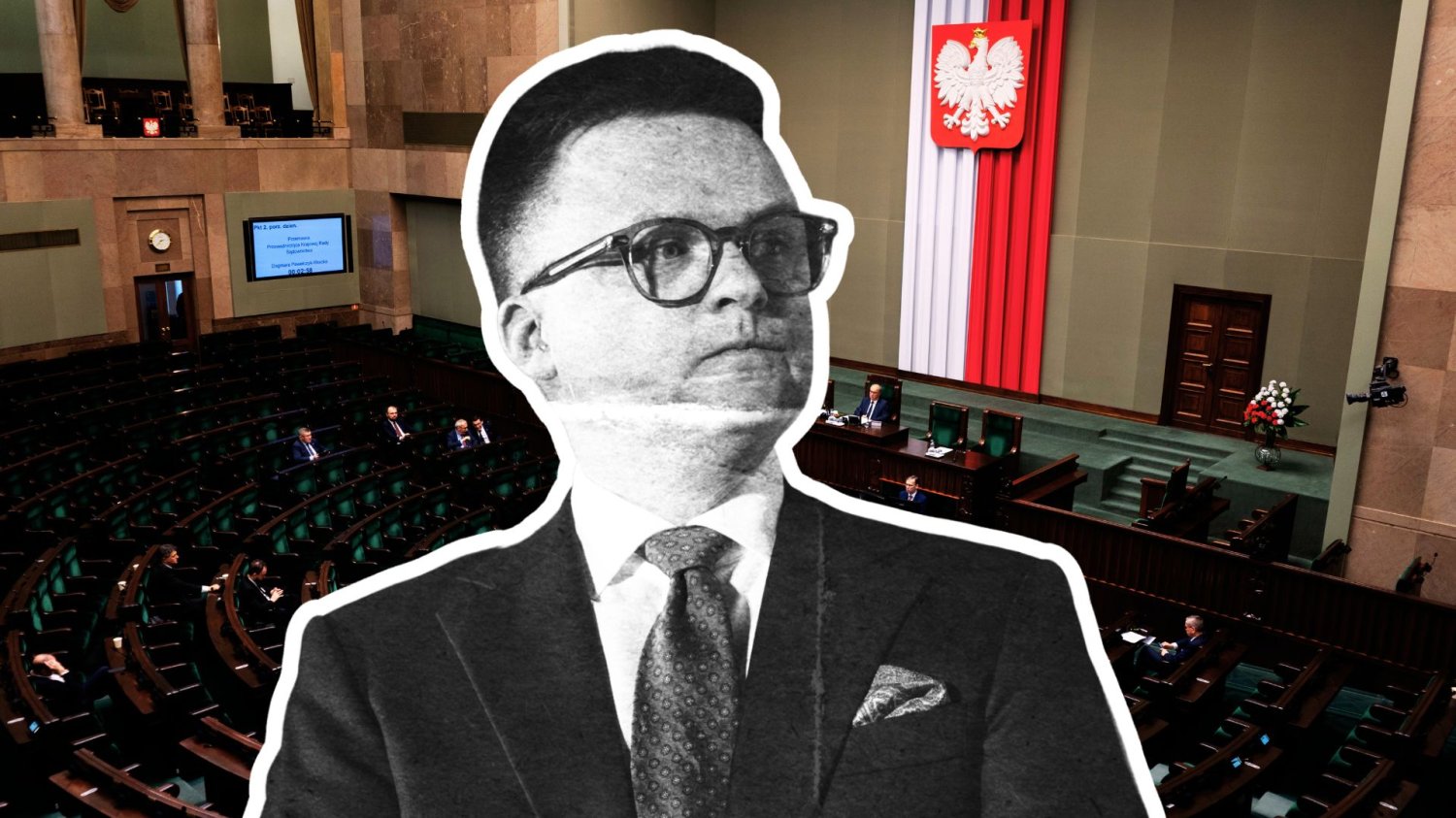 Szymon Hołownia, sala sejmowa Szymon Hołownia na tle Sejmu