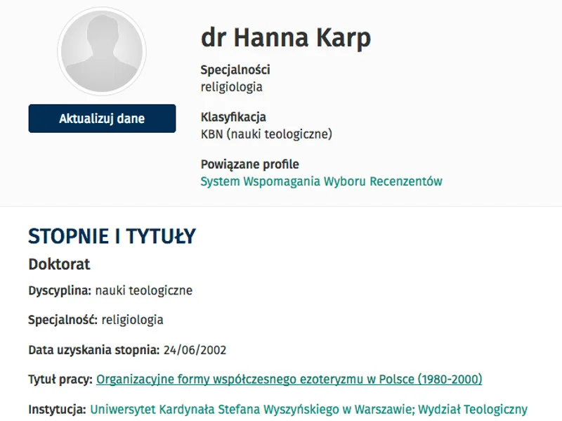 Dr Hanna Karp – jak wynika z jej dorobku naukowego – nie ma kompetencji w zakresie wiedzy o mediach.