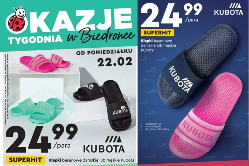 W ofercie Biedronki znajdziemy kultowe klapki Kubota