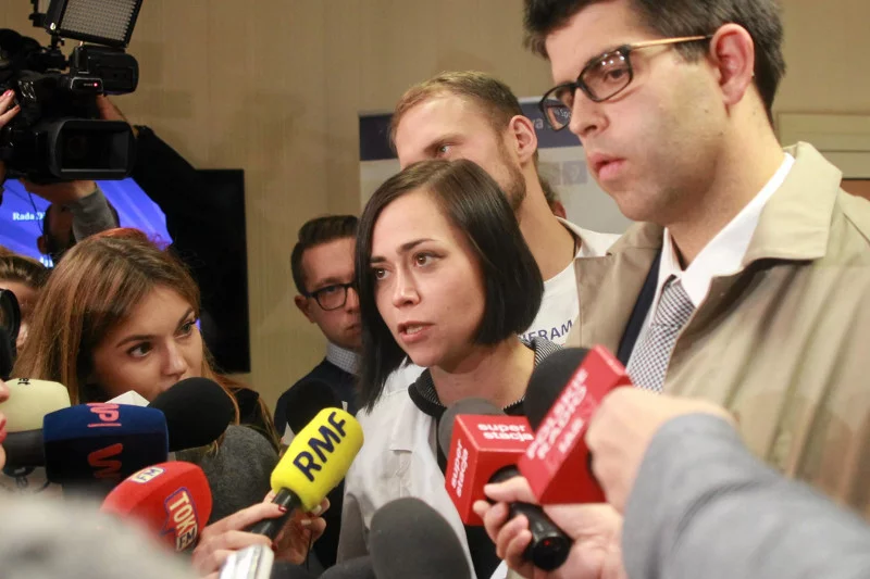Katarzyna Pikulska podczas protestu lekarzy-rezydentów w październiku 2017 roku.