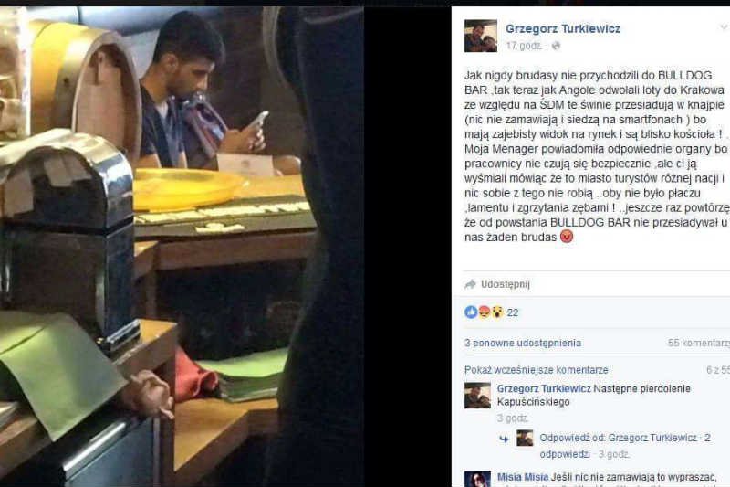 Właściciel lokalu w Krakowie popisał się rasizmem. I już za to płaci.