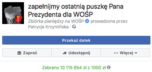 Zbiórka do ostatniej puszki Adamowicza – stan na 22 stycznia, godzina 20:39