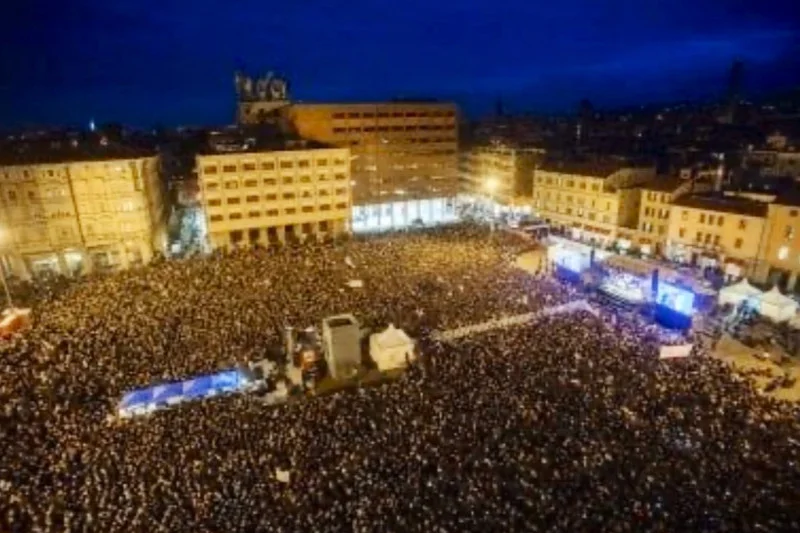 Tak wyglądała Bolonia 19 stycznia. Ruch Sardynek wyszedł na ulice.