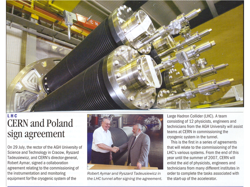 Fragment tytułowej strony czasopisma CERN Courier z 2005 roku