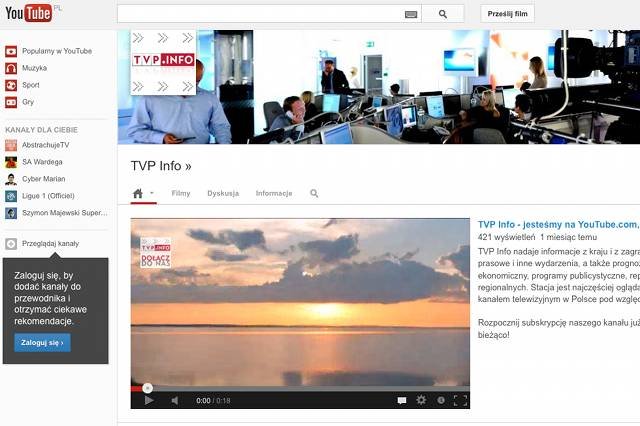 Kanał TVP Info na portalu YouTube