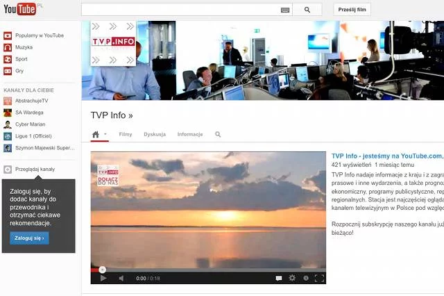 Kanał TVP Info na portalu YouTube