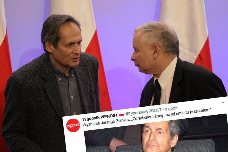 Na zdjęciu znany mężczyzna o prawicowych poglądach oraz jego idol Jerzy Zelnik.