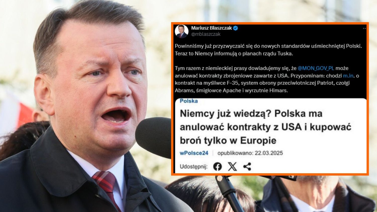 Mariusz Błaszczak zaczął rzucać ciężkimi oskarżeniami bez żadnych dowodów. Chodzi o wojsko.