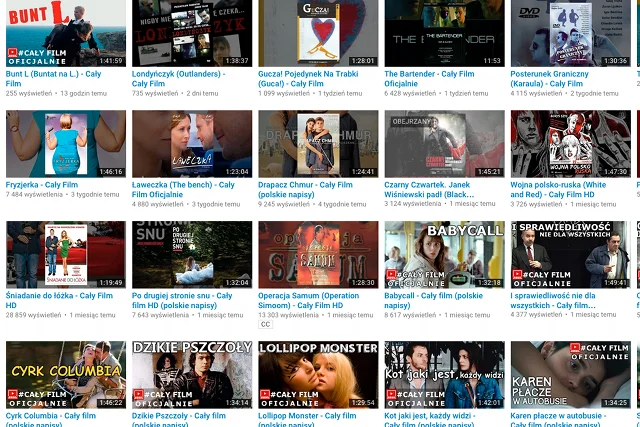 Pełnometrażowe legalnie udostępnione filmy na YouTube