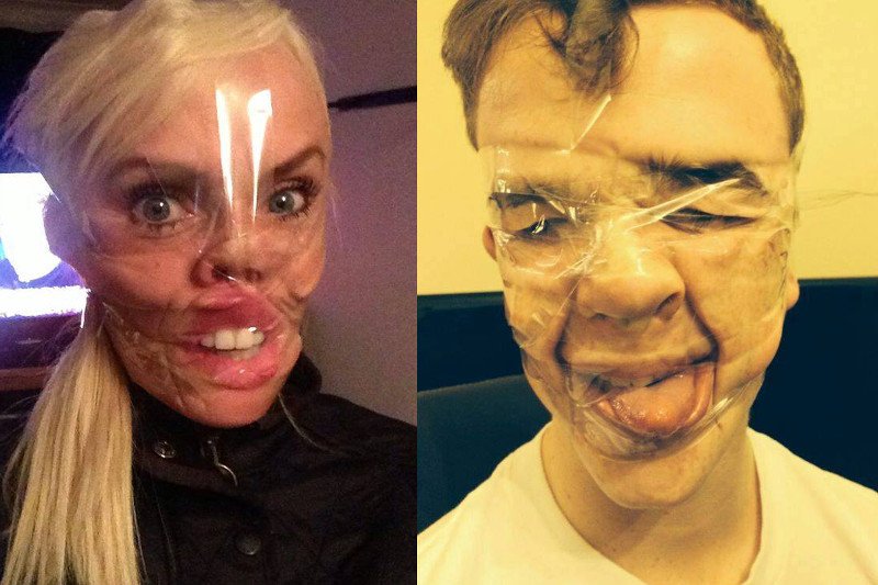 "Sellotape selfies" to nowa i wyjątkowo nietypowa moda na Facebooku. internauci obklejają swoje twarze taśmą.