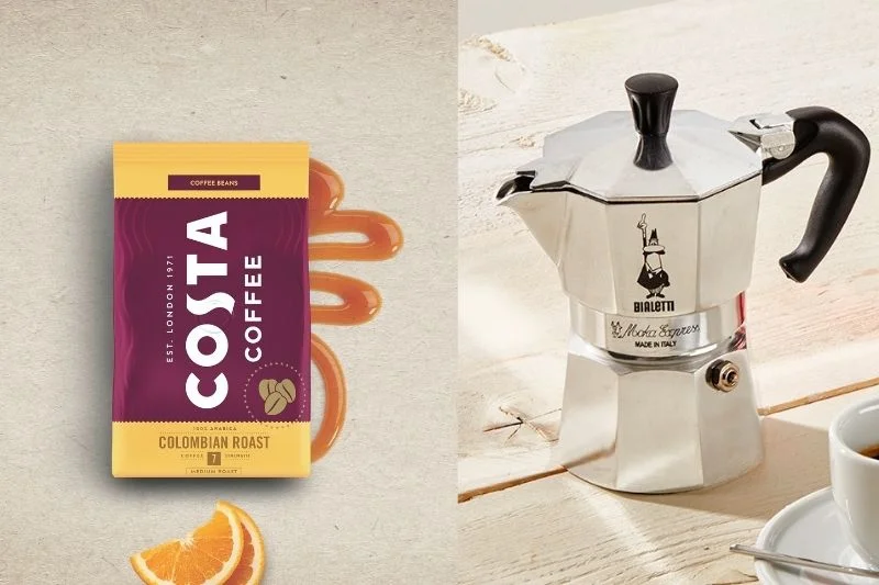 Zestaw prezentowy Colombian Roast od COSTA COFFEE + kawiarka Bialetti Moka Express