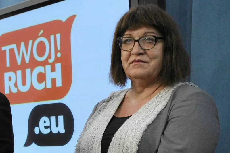 Anna Grodzka podczas konferencji Twojego Ruchu w sejmie.