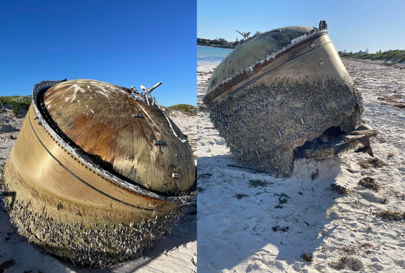 Australia. Wielka kapsuła wyrzucona na plażę. Pilna akcja służb.