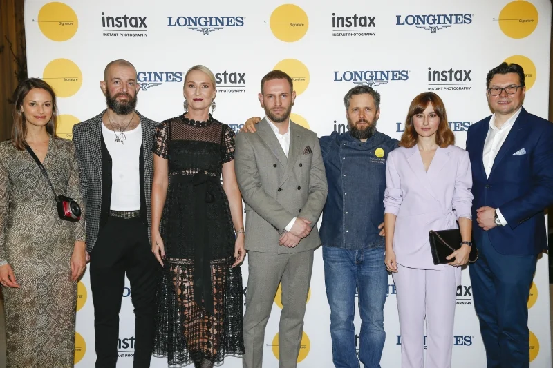 Na zdjęciu od lewej: Joanna Czechowska (Fujifilm Polska), Mark Gray, Anita Lipnicka, Marcin Mazur, Szef Kuchni Wojciech Kilian, Katarzyna Sosińska i Leszek Pilch (Longines)