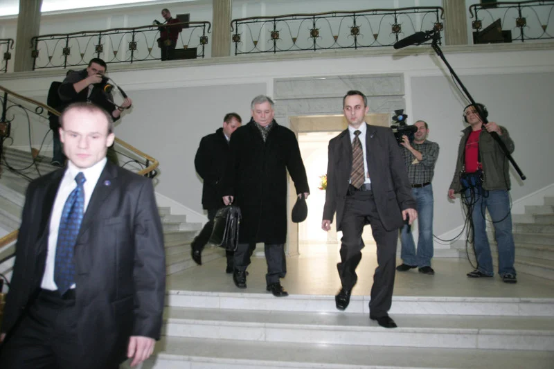 12.01.2006 - Jarosław Kaczyński i funkcjonariusze Biura Ochrony Rządu