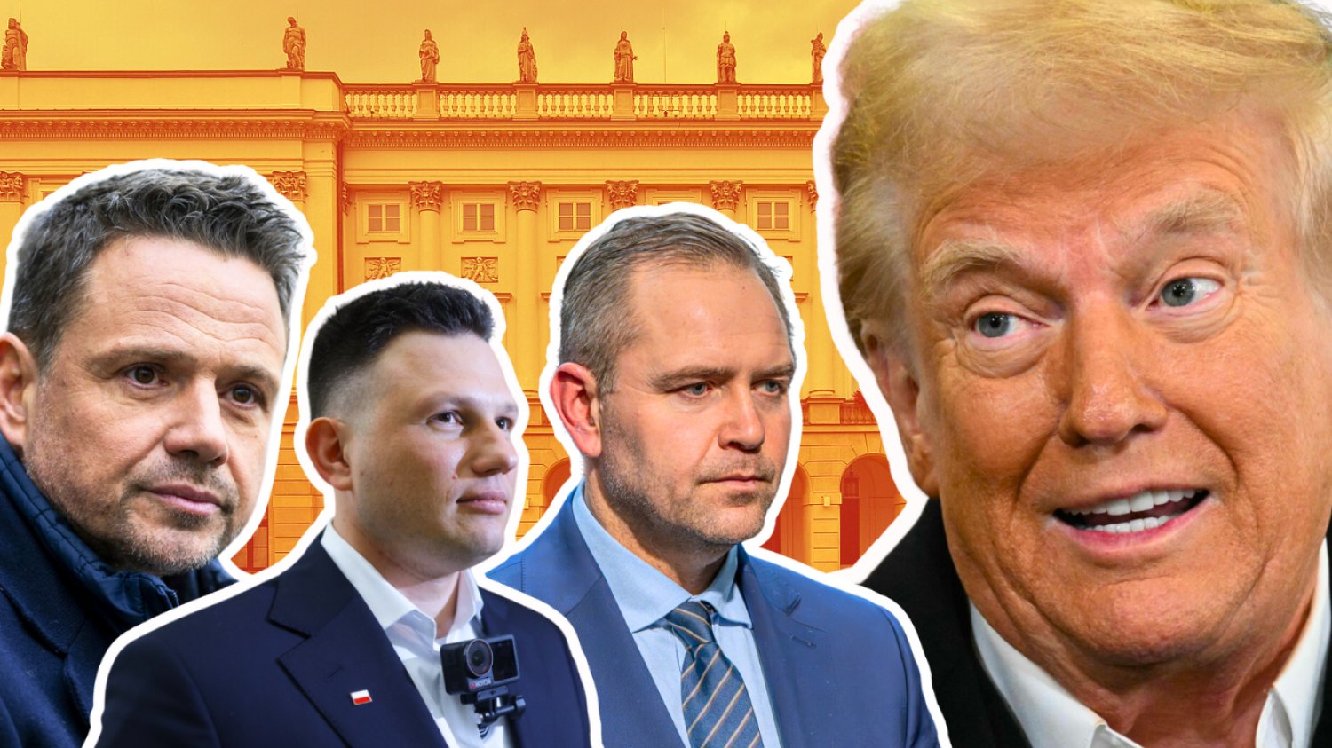 Rafał Trzaskowski, Sławomir Mentzen, Karol Nawrocki, Donald Trump