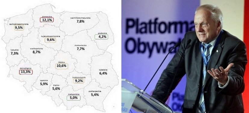 Odsetek niedożywionych dzieci w Polsce - podział na województwa / Stefan Niesiołowski