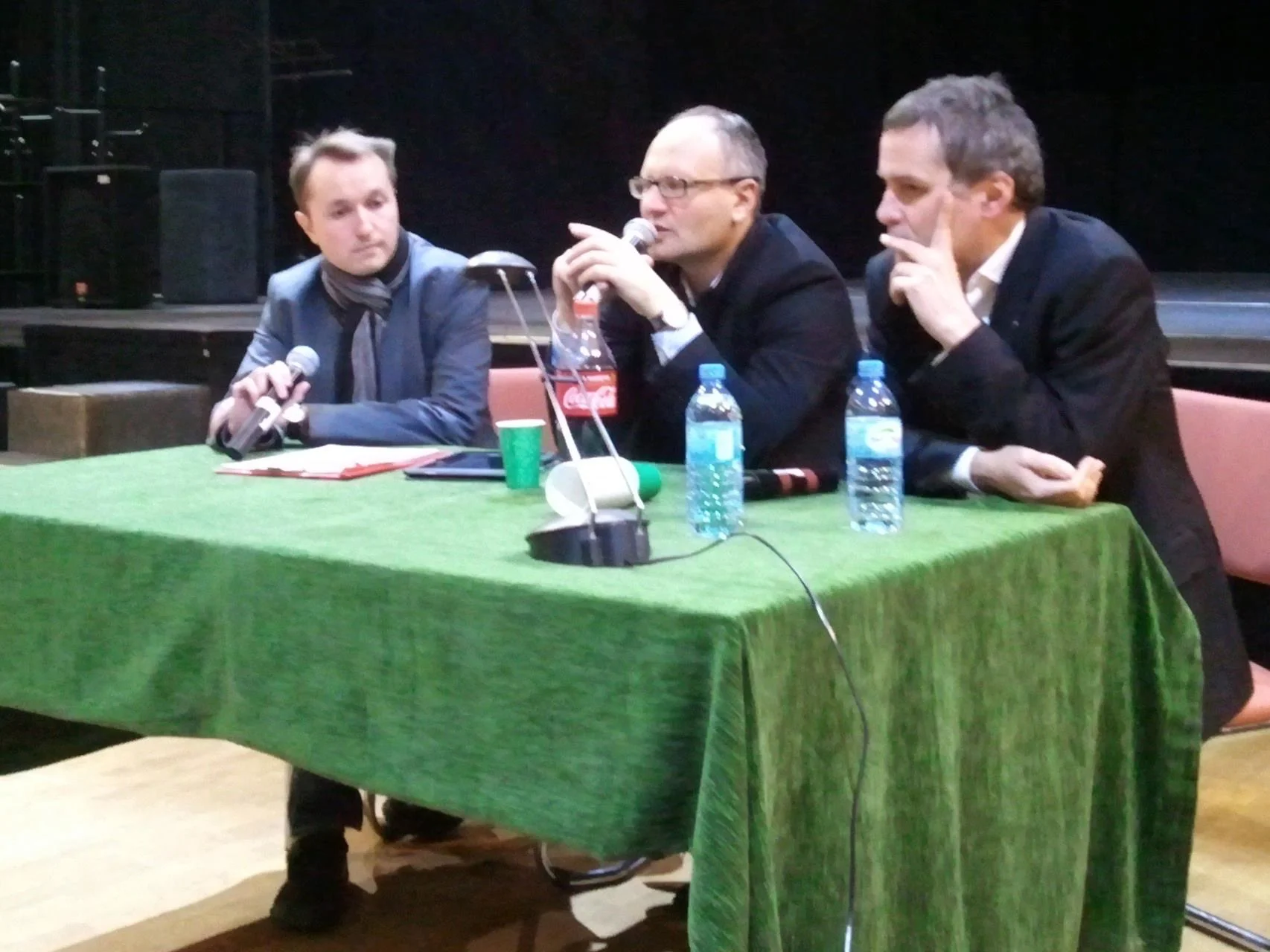 Grudniowa debata o przyszłości mediów w Warszawie. Od lewej: ja, Paweł Lisicki, Cezary Gmyz.