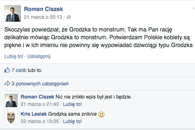 Roman Ciszek zgodził się na Facebooku z Jerzym Skoczylasem